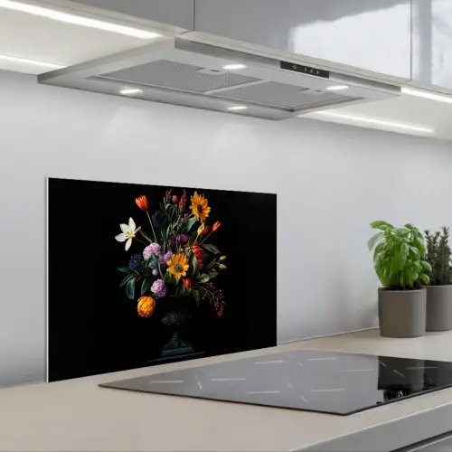 Zonnebloemen - Boeket - Kleurrijk keuken achterwand spatscherm klein -3d_schuin
