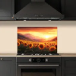 Zonnebloemen - Zonsondergang - Landschap keuken achterwand spatscherm klein -sfeer1