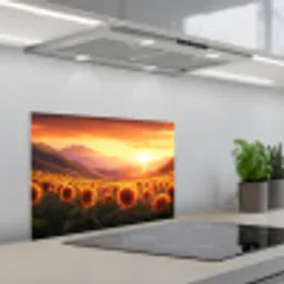 Zonnebloemen - Zonsondergang - Landschap keuken achterwand spatscherm klein -3d_schuin