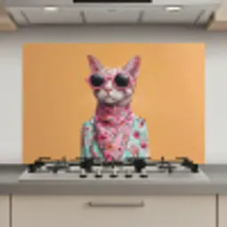 Zonnebril - Kat - Sjaal - Bloemen keuken achterwand spatscherm klein -3d_website