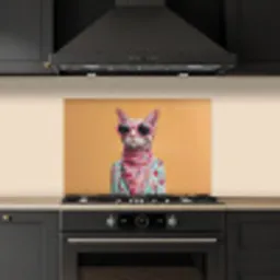Zonnebril - Kat - Sjaal - Bloemen keuken achterwand spatscherm klein -sfeer1