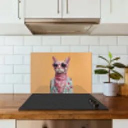 Zonnebril - Kat - Sjaal - Bloemen keuken achterwand spatscherm klein -sfeer2