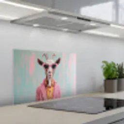Zonnebril - Roze - Geit - Horen keuken achterwand spatscherm klein -3d_schuin