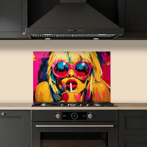 Zonnebril - Roze - Vrouw - Rietje keuken achterwand spatscherm klein -sfeer1