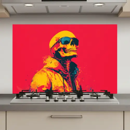 Zonnebril - Schedel - Jas - Rood keuken achterwand spatscherm klein -3d_website