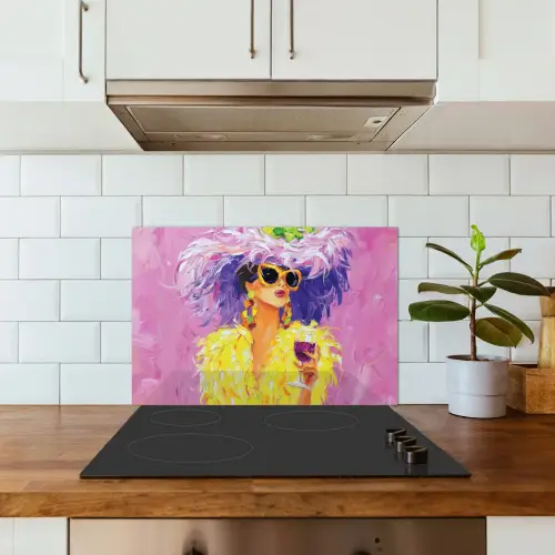 Zonnebril - Vrouw - Jas - Veren keuken achterwand spatscherm klein -sfeer2