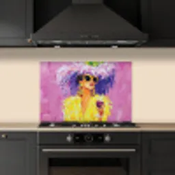 Zonnebril - Vrouw - Jas - Veren keuken achterwand spatscherm klein -sfeer1