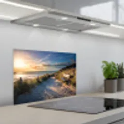 Zonsondergang - Strand - Duin - Gras - Bank keuken achterwand spatscherm klein -3d_schuin