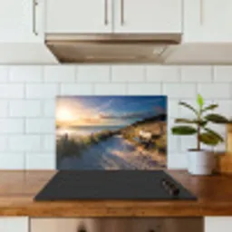 Zonsondergang - Strand - Duin - Gras - Bank keuken achterwand spatscherm klein -sfeer2