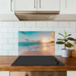 Zonsondergang - Strand - Zee - Zomer - Blauw keuken achterwand spatscherm klein -sfeer2