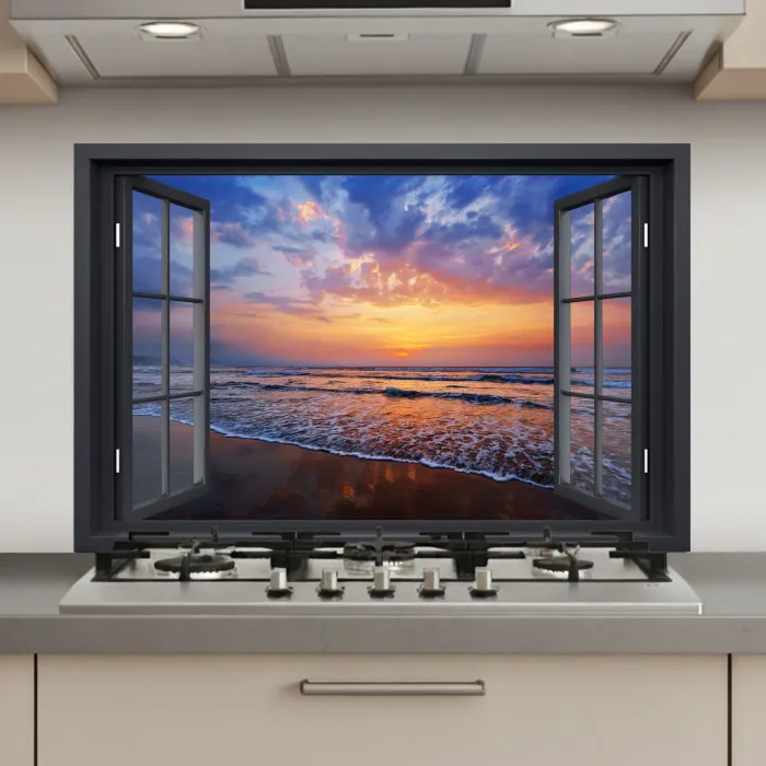 Zonsondergang aan Zee Gezichtspunt keuken achterwand spatscherm klein -3d_website