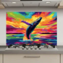 Zonsondergang - Walvis - Geschilderd - Kleurrijk keuken achterwand spatscherm klein -3d_website