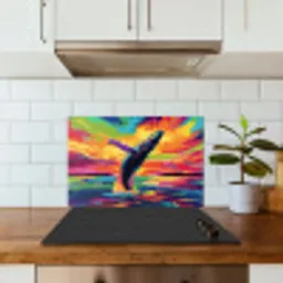 Zonsondergang - Walvis - Geschilderd - Kleurrijk keuken achterwand spatscherm klein -sfeer2