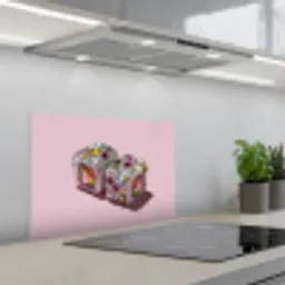 Sushi - Rolletjes - Steentjes - Kleurrijk keuken achterwand spatscherm klein -3d_schuin