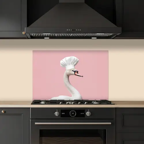 Zwaan - Koksmuts - Mooi - Klassiek keuken achterwand spatscherm klein -sfeer1