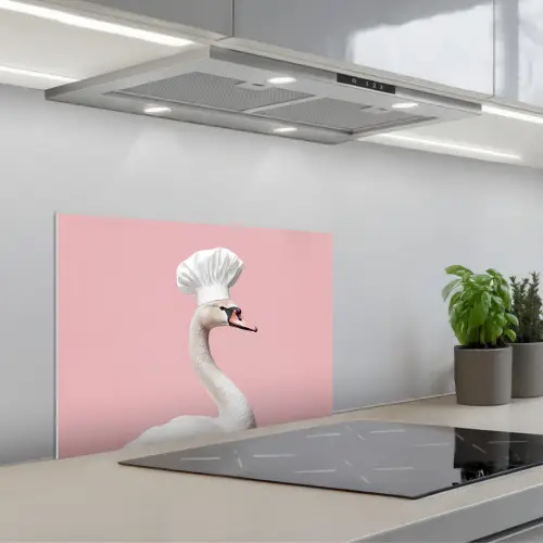 Zwaan - Koksmuts - Mooi - Klassiek keuken achterwand spatscherm klein -3d_schuin