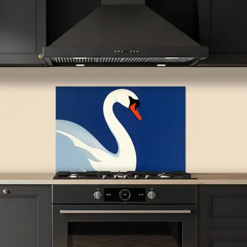 Zwaan - Wit - Snavel - Illustratie keuken achterwand spatscherm klein -sfeer1