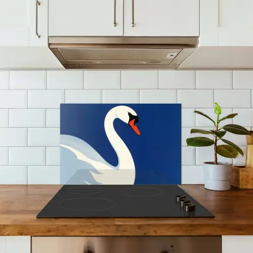 Zwaan - Wit - Snavel - Illustratie keuken achterwand spatscherm klein -sfeer2