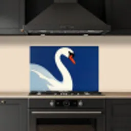 Zwaan - Wit - Snavel - Illustratie keuken achterwand spatscherm klein -sfeer1