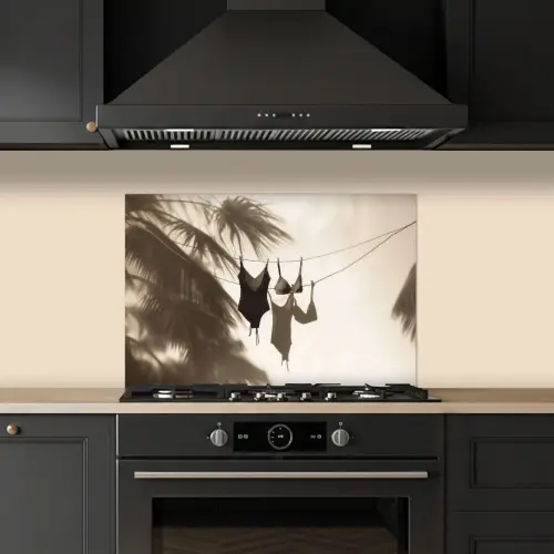 Badkleding - Palmbomen - Schaduw - Tropisch keuken achterwand spatscherm klein -sfeer1