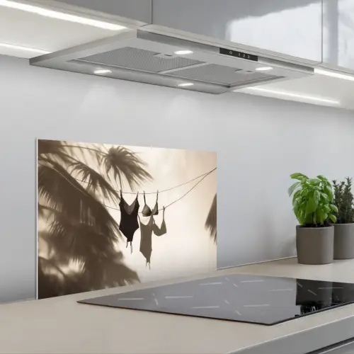 Badkleding - Palmbomen - Schaduw - Tropisch keuken achterwand spatscherm klein -3d_schuin