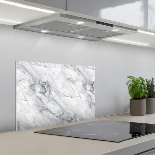 Wervelende - Grijsstructuur - Marmer - Wit keuken achterwand spatscherm klein 900 -3d_schuin
