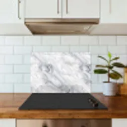 Wervelende - Grijsstructuur - Marmer - Wit keuken achterwand spatscherm klein 900 -sfeer2