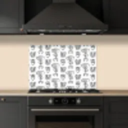 Symbolen - Zwart - Wit keuken achterwand spatscherm klein 900 -sfeer1