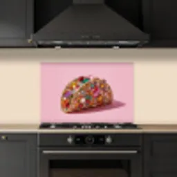 Taco - Kleurrijk - Edelstenen - Goud keuken achterwand spatscherm klein -sfeer1