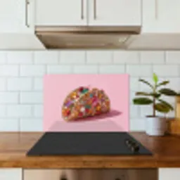 Taco - Kleurrijk - Edelstenen - Goud keuken achterwand spatscherm klein -sfeer2