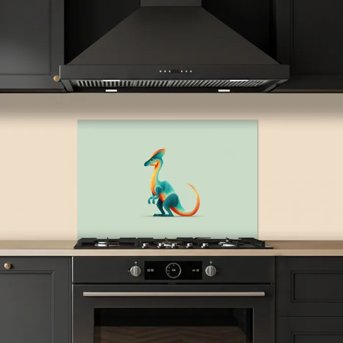 Staart - Dino - Minimalistisch - Blauw keuken achterwand spatscherm klein -sfeer1
