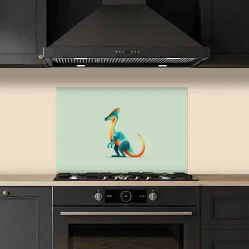 Staart - Dino - Minimalistisch - Blauw keuken achterwand spatscherm klein -sfeer1