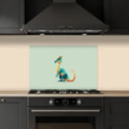 Staart - Dino - Minimalistisch - Blauw keuken achterwand spatscherm klein -sfeer1