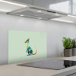 Staart - Dino - Minimalistisch - Blauw keuken achterwand spatscherm klein -3d_schuin