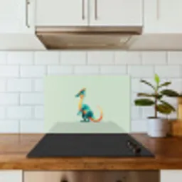 Staart - Dino - Minimalistisch - Blauw keuken achterwand spatscherm klein -sfeer2