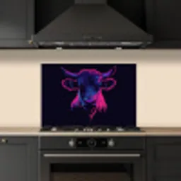 Stier - Neon - Zwart - Kleur keuken achterwand spatscherm klein -sfeer1