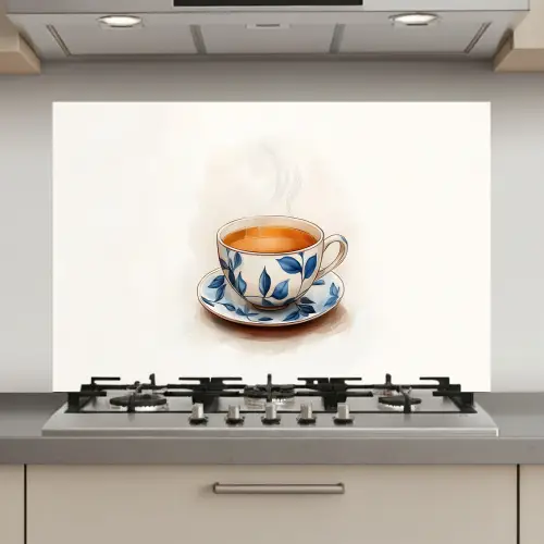 Theekop - Bladeren - Blauw keuken achterwand spatscherm klein -3d_website