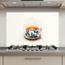 Theekop - Bladeren - Blauw keuken achterwand spatscherm klein -3d_website