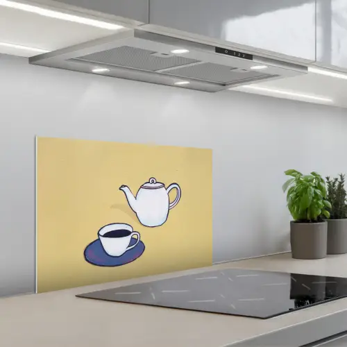 Theepot - Kopje - Beige - Illustratie keuken achterwand spatscherm klein -3d_schuin