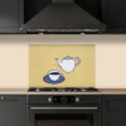Theepot - Kopje - Beige - Illustratie keuken achterwand spatscherm klein -sfeer1