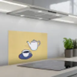 Theepot - Kopje - Beige - Illustratie keuken achterwand spatscherm klein -3d_schuin