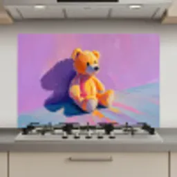 Teddybeer - Schaduw - Penseelstreken - Paars keuken achterwand spatscherm klein -3d_website