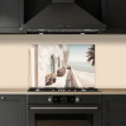 Terras - Stoelen - Strand - Beige keuken achterwand spatscherm klein -sfeer1