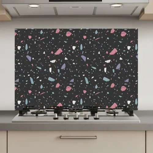 Terrazzo - Patroon - Zwart - Zacht keuken achterwand spatscherm klein 900 -3d_website