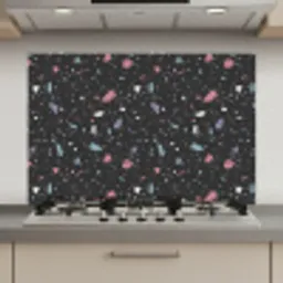 Terrazzo - Patroon - Zwart - Zacht keuken achterwand spatscherm klein 900 -3d_website