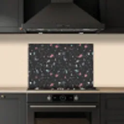 Terrazzo - Patroon - Zwart - Zacht keuken achterwand spatscherm klein 900 -sfeer1