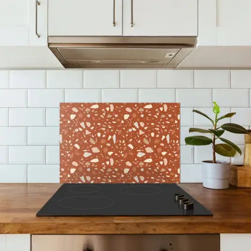 Terrazzo - Patroon - Klei keuken achterwand spatscherm klein 900 -sfeer2