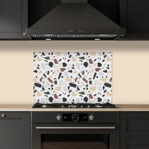 Terrazzo - Patroon - Kleurrijk - Klei keuken achterwand spatscherm klein 900 -sfeer1