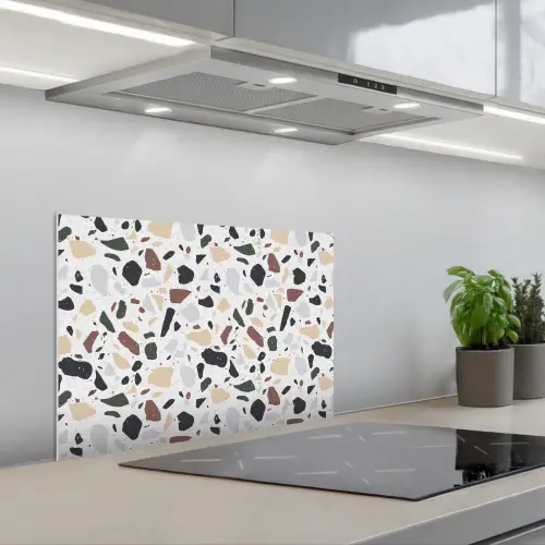 Terrazzo - Patroon - Kleurrijk - Klei keuken achterwand spatscherm klein 900 -3d_schuin