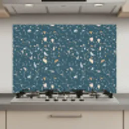 Terrazzo -  Patroon - Kleurrijk - Diep blauw keuken achterwand spatscherm klein 900 -3d_website